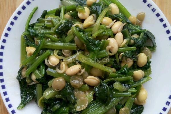豆嘴炒菠菜的做法图解3