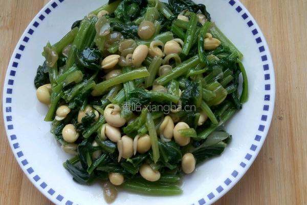 豆嘴炒菠菜的做法图解2