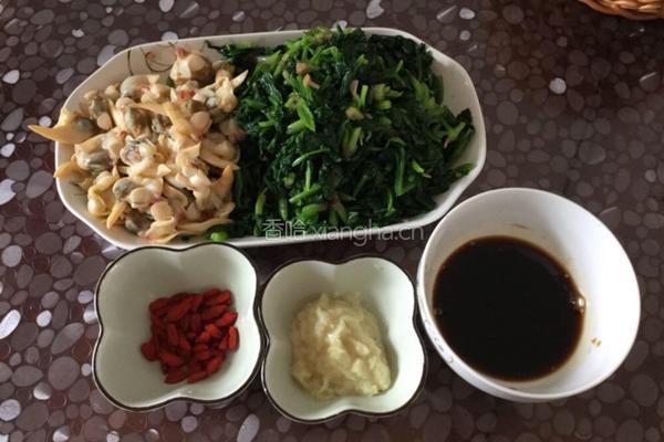 蒜泥菠菜拌沙蚬子肉的做法图解14
