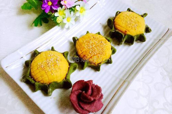 糯米红豆沙葵花饼的做法图解13