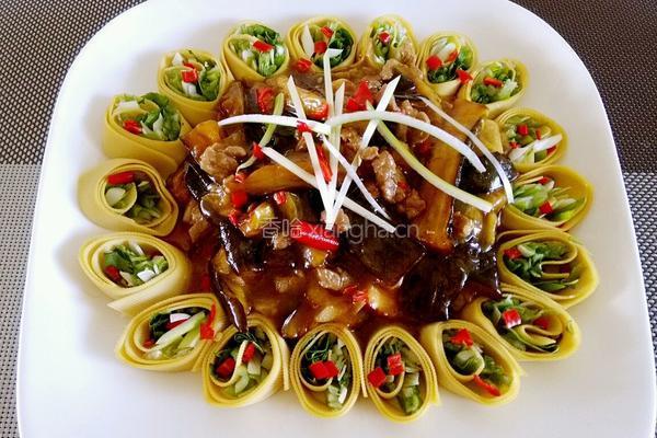 肉末莲花茄子的做法图解15