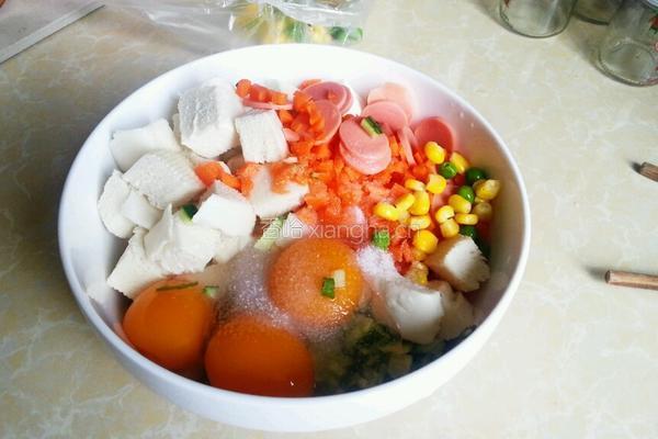 馒头鸭蛋时蔬饼的做法图解3