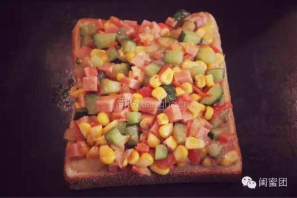 快手早餐吐司披萨的做法图解7