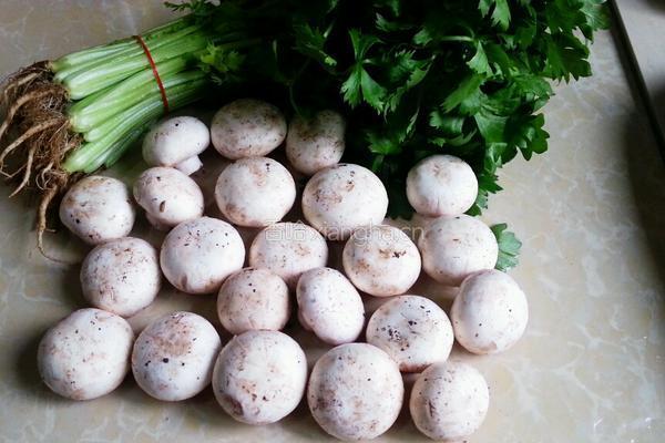 蘑菇炒芹菜的做法图解1
