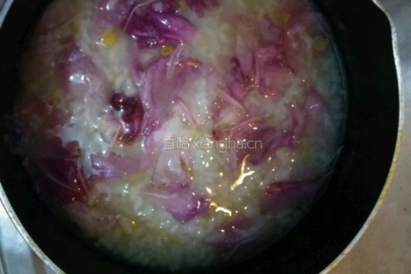 芍药鲜花粥的做法图解4