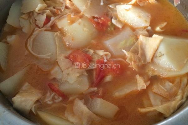 西红柿土豆炖豆皮的做法图解3