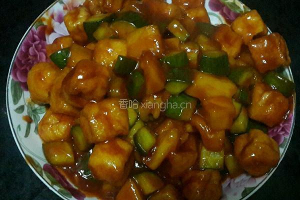 菠萝咕噜小油豆腐的做法图解3