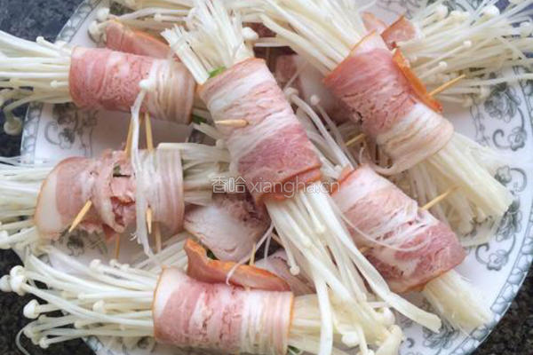 香煎培根金针菇卷的做法图解5
