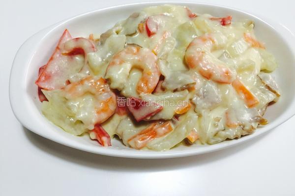 虾仁培根芝士焗饭的做法图解8