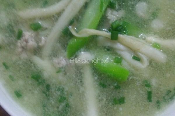 海鲜菇丝瓜肉末汤的做法图解5