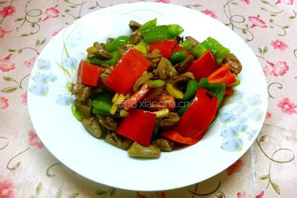 彩椒炒鸡心的做法图解8