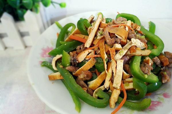 香干青椒炒肉丝的做法图解10