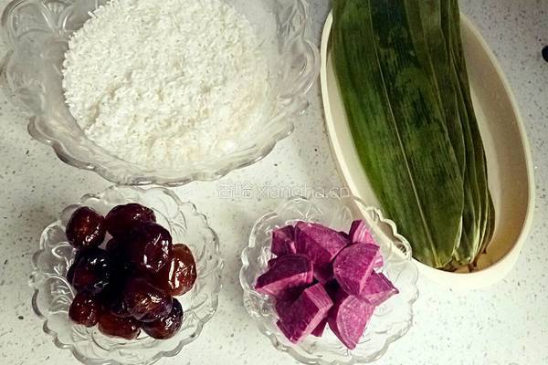 紫薯蜜枣粽的做法图解1