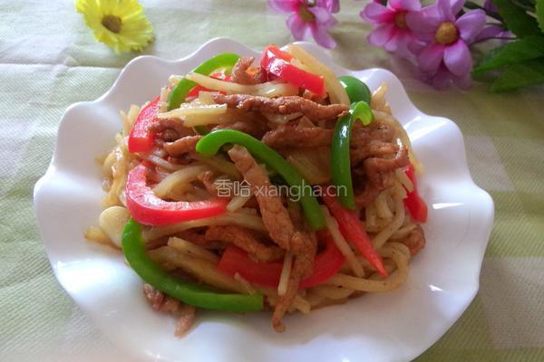 肉丝炒饼的做法图解11