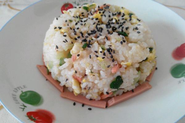鸡蛋火腿炒饭的做法图解6