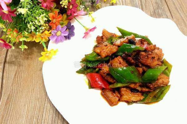 五花肉豆豉炒青椒的做法图解8