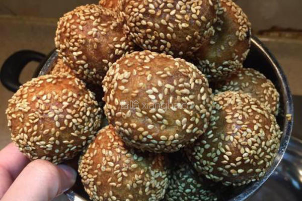 红豆沙煎堆,广东美食的做法图解10