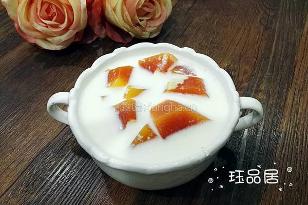 电饭锅木瓜炖牛奶的做法图解7