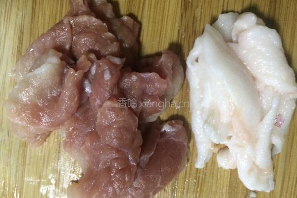 血豆腐肉片炒青蒜的做法图解4