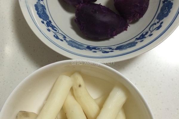 山药紫薯糕的做法图解1