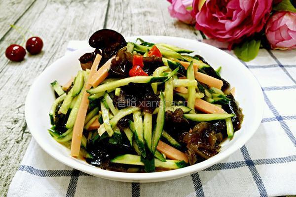 凉拌木耳火腿黄瓜丝的做法图解8