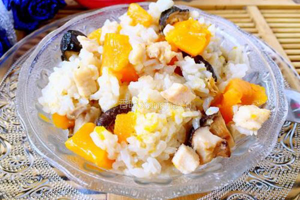 南瓜鸡肉饭的做法图解8