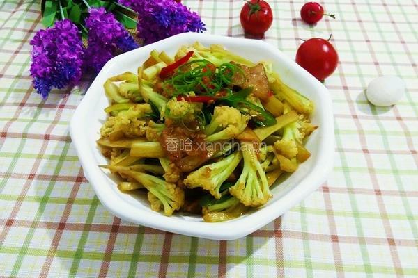 五花肉炒花菜的做法图解10