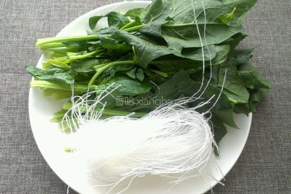 凉拌粉丝菠菜的做法图解1