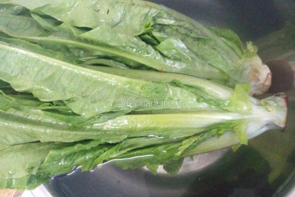 白灼油麦菜的做法图解1