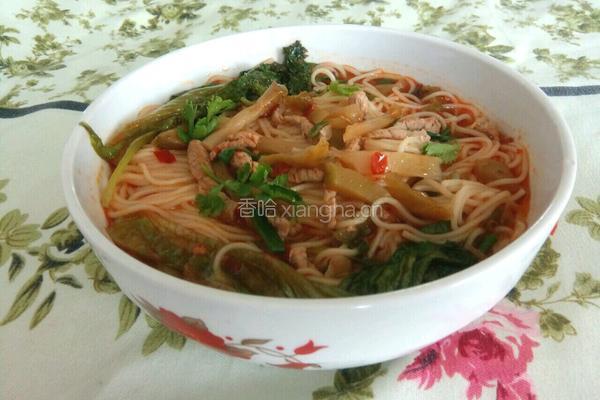红油榨菜肉丝面的做法图解7