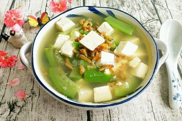 海米丝瓜豆腐汤的做法图解7