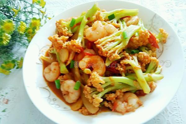 西红柿虾仁炒菜花的做法图解7