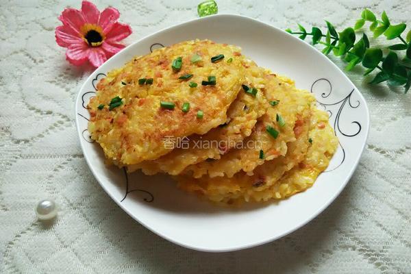 鸡蛋米饭煎饼的做法图解8