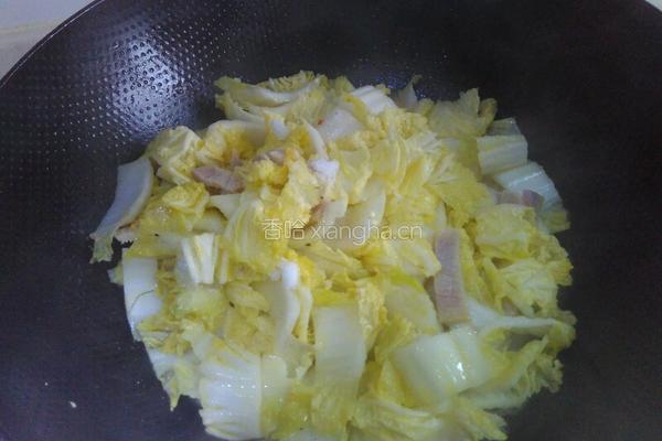 娃娃菜炒咸肉的做法图解6