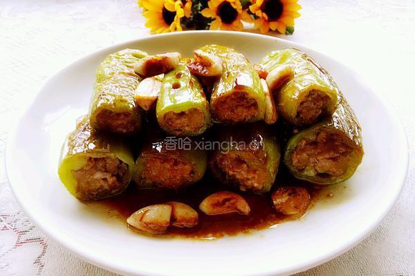 肉酿虎皮青椒的做法图解10