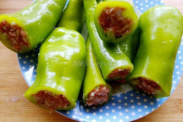 肉酿虎皮青椒的做法图解4