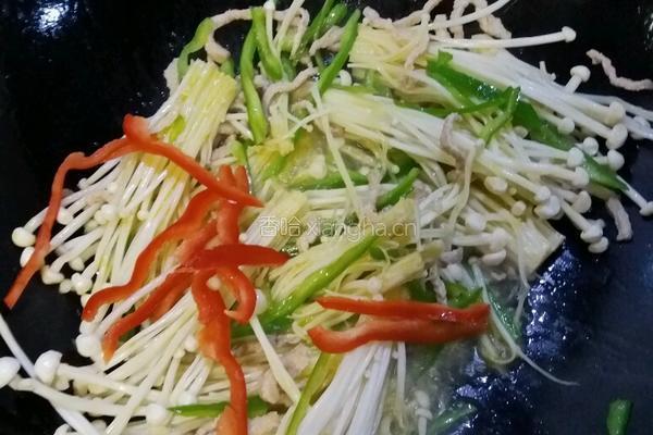 金针菇炒肉的做法图解4