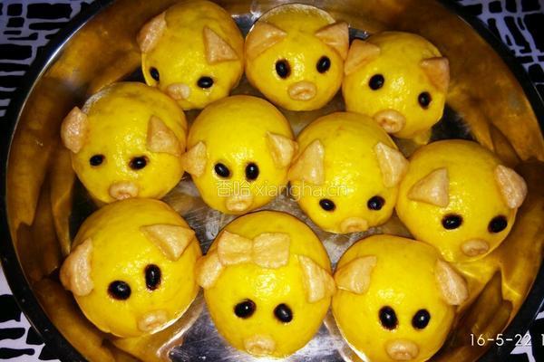 南瓜豆沙小猪包的做法图解15