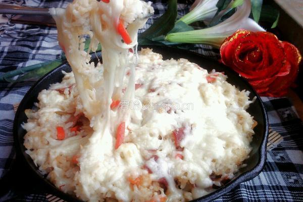鲜虾培根芝士焗饭的做法图解7