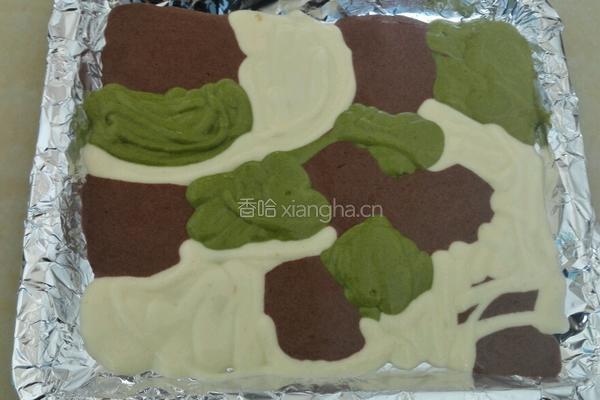 迷彩戚风肉松蛋糕卷的做法图解9