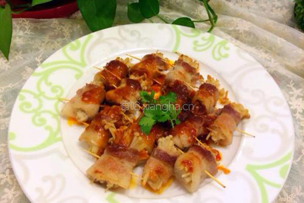 煎五花肉金针菇卷的做法图解9
