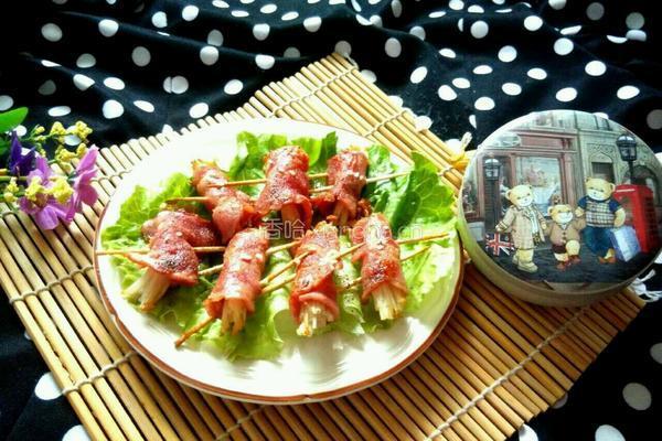 煎金针菇培根卷的做法图解5