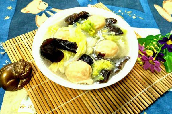 娃娃菜贡丸汤的做法图解5