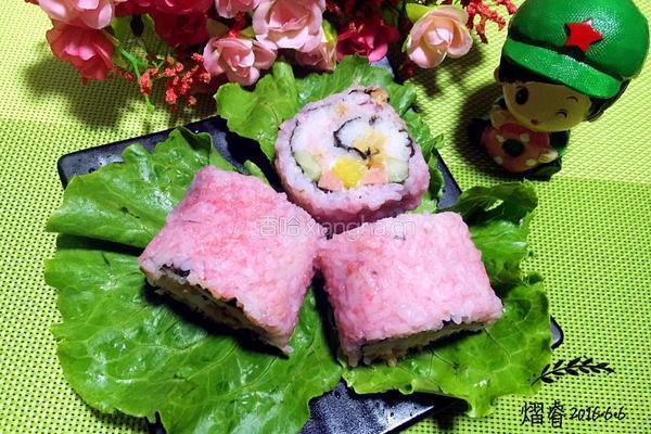 樱花粉寿司卷的做法图解8