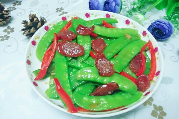 荷兰豆炒腊肠的做法图解7