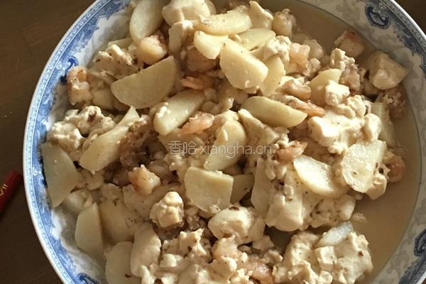 虾仁茭白炖豆腐的做法图解6