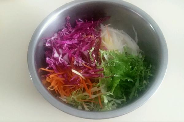 紫甘兰拌苦菊的做法图解2