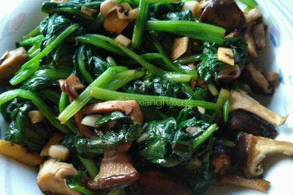 素香菇炒菠菜的做法图解3