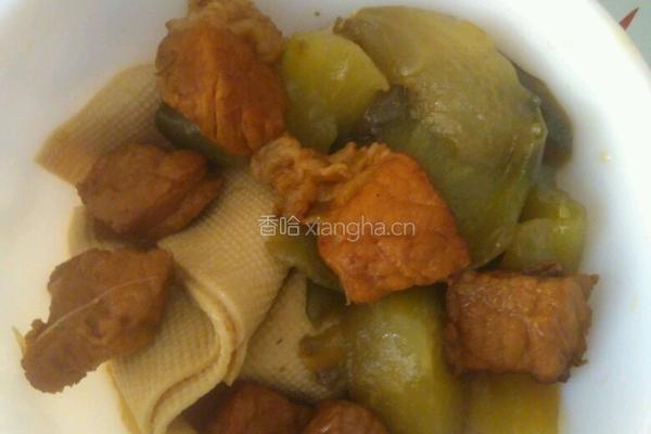 红烧肉烧茄子豆皮的做法图解7
