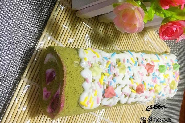抹茶火龙果戚风卷的做法图解14